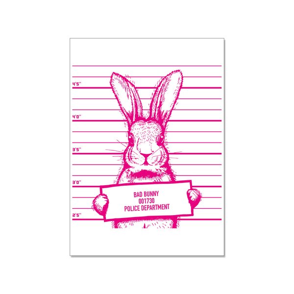 17;30 HAMBURG Geschirrtuch weiss "Bad Bunny", pink
